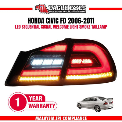 HONDA CIVIC FD 2006-2011 LED SEQUENTIAL SIGNAL WELCOME LIGHT SMOKE WHITE LIGHT BAR TAILLAMP
