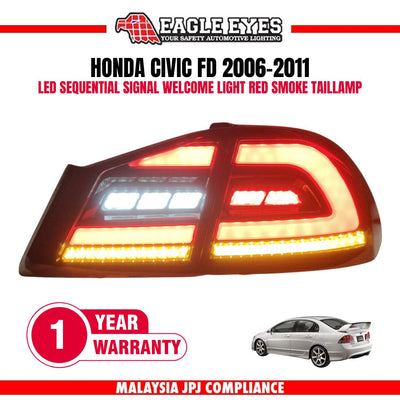 HONDA CIVIC FD 2006-2011 LED SEQUENTIAL SIGNAL WELCOME LIGHT SMOKE RED LIGHT BAR TAILLAMP