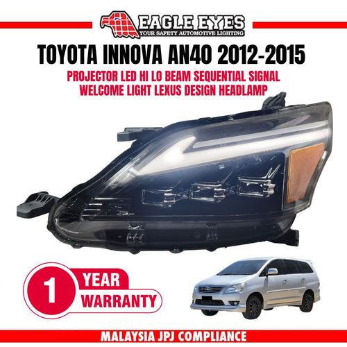 TOYOTA INNOVA AN40 2012-2015 PROJECTOR LED HI LO BEAM SEQUENTIAL SIGNAL WELCOME LIGHT LEXUS DESIGN HEADLAMP