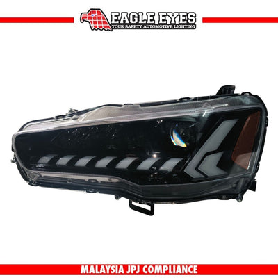 MITSUBISHI LANCER 2008-2015 PROJECTOR LED HI-LO BEAM SEQUENTIAL SIGNAL WELCOME LIGHT ONE TOUCH BLUE RED DEMON HEADLAMP