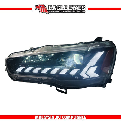 MITSUBISHI LANCER 2008-2015 PROJECTOR LED HI-LO BEAM SEQUENTIAL SIGNAL WELCOME LIGHT ONE TOUCH BLUE RED DEMON HEADLAMP