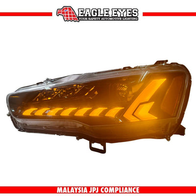 MITSUBISHI LANCER 2008-2015 PROJECTOR LED HI-LO BEAM SEQUENTIAL SIGNAL WELCOME LIGHT ONE TOUCH BLUE RED DEMON HEADLAMP