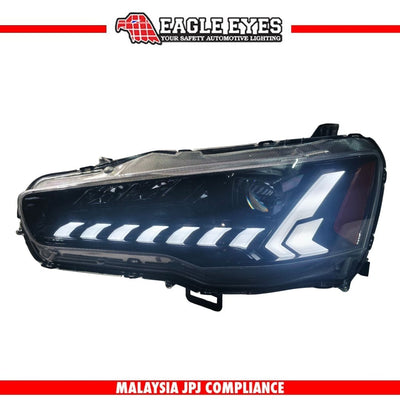 MITSUBISHI LANCER 2008-2015 PROJECTOR LED HI-LO BEAM SEQUENTIAL SIGNAL WELCOME LIGHT ONE TOUCH BLUE RED DEMON HEADLAMP