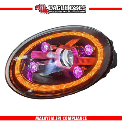 VOlKSWAGEN BEETLE 2013-2022 LED PROJECTOR WELCOME LIGHT SEQUENTIAL SIGNAL DIAMOND PINK LIGHT HEADLAMP