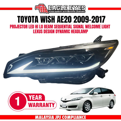 TOYOTA WISH AE20 2009-2017 PROJECTOR LED HI LO BEAM SEQUENTIAL SIGNAL WELCOME LIGHT LEXUS DESIGN DYNAMIC HEADLAMP