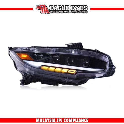 HONDA CIVIC FC 2016-2021 LED HI-LO BEAM SEQUENTIAL SIGNAL WELCOME LIGHT ONE TOUCH BLUE RS STYLE HEADLAMP
