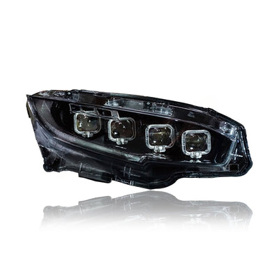 HONDA CIVIC FC 2016-2021 PROJECTOR LED HI-LO BEAM SEQUENTIAL SIGNAL WELCOME LIGHT BUGATTI STYLE HEADLAMP