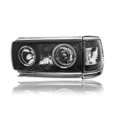 TOYOTA LAND CRUISER FJ82 1990-1994 CRYSTAL LED ANGLE EYES BLACK HEADLAMP WITH CORNER LAMP
