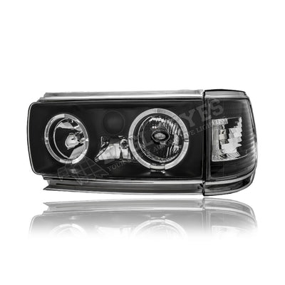 TOYOTA LAND CRUISER FJ82 1990-1994 CRYSTAL LED ANGLE EYES BLACK HEADLAMP WITH CORNER LAMP