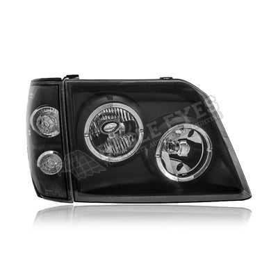 TOYOTA LAND CRUISER FJ90 1996-2001 CRYSTAL LED ANGLE EYES BLACK HEADLAMP WITH CORNER LAMP