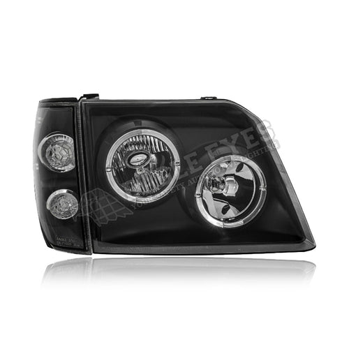 TOYOTA LAND CRUISER FJ90 1996-2001 CRYSTAL LED ANGLE EYES BLACK HEADLAMP WITH CORNER LAMP
