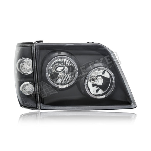 TOYOTA LAND CRUISER FJ90 1996-2001 CRYSTAL LED ANGLE EYES BLACK HEADLAMP WITH CORNER LAMP