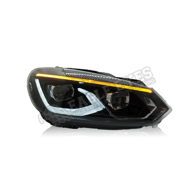 VOLKSWAGEN GOLF MK6 2008-2012 PROJECTOR GTI STYLE LED HI-LO BEAM SEQUENTIAL SIGNAL WELCOME LIGHT HEADLAMP