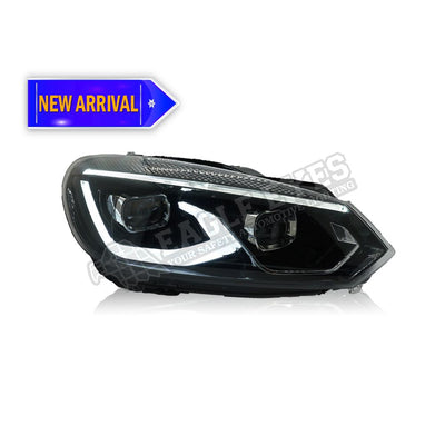 VOLKSWAGEN GOLF MK6 2008-2012 PROJECTOR GTI STYLE LED HI-LO BEAM SEQUENTIAL SIGNAL WELCOME LIGHT HEADLAMP