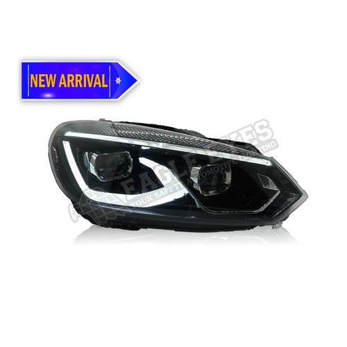 VOLKSWAGEN GOLF MK6 2008-2012 PROJECTOR GTI STYLE LED HI-LO BEAM SEQUENTIAL SIGNAL WELCOME LIGHT HEADLAMP